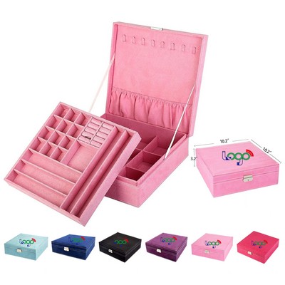 Two-Layer Jewelry Locked Box Display Storage Case