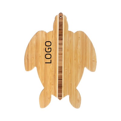 12" x 11" - Bamboo Sea Turtle Shaped Cutting Board and Charcuterie Serving Tray