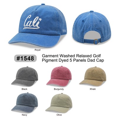 5 Panels Garment Washed Relaxed Golf Pigment Dyed Dad Cap
