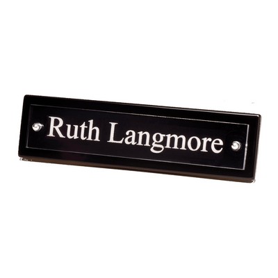 9.25" Black Piano Finish Nameplate w/Acrylic Plate, 2 Posts