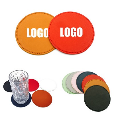 Set of 50 Faux Leather Round Coasters