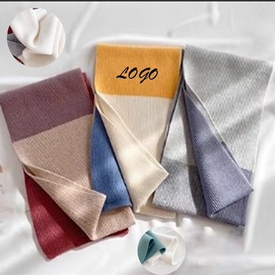 Three-color Knitted Color-block Scarf, Autumn and Winter Neck Warmer, Cute Knitted Versatile Neck Wr