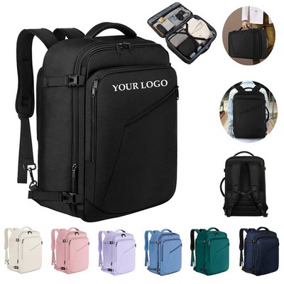 Travel Carry On Backpack with USB Charging Port Shoe Pouch