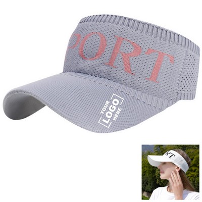 Stretch Fit Knitted Visor Hat Wide Brim Sports Sunhat Elastic Headband Sunscreen Cap