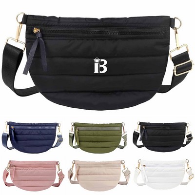Polyester Quilted Puffer Sling Lightweight Crossbody Bag
