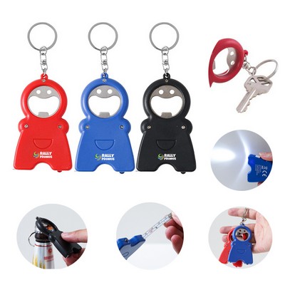 4 in 1 Keychain With Bottle Opener LED Light Measuring Tape