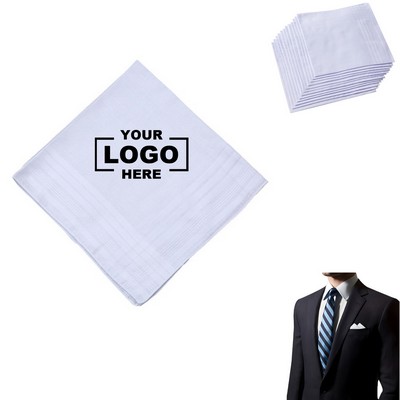 Men Pure White Handkerchief