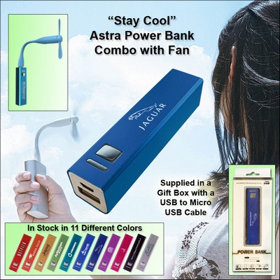 Light Blue 3000 mAh Astra Power Bank Combo w/Fan No Extra Tariff