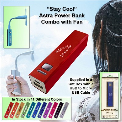 Red 3000 mAh Astra Power Bank Combo w/Fan No Extra Tariff