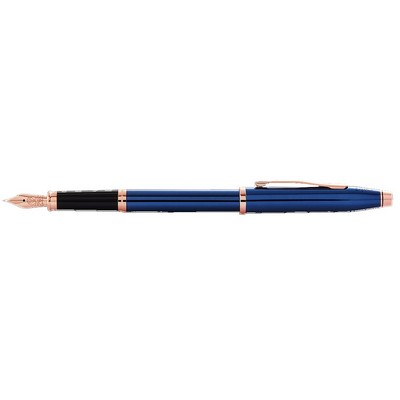Cross® Century II® Translucent Blue Lacquer Fountain Pen With Rose Gold Trim
