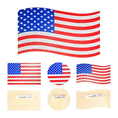 American Wooden Flag Stock Pin