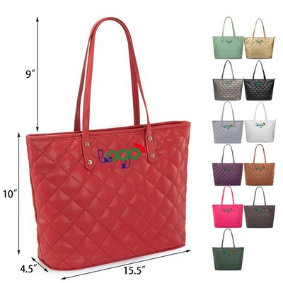 Quilted Tote Purse Shoulder Bag