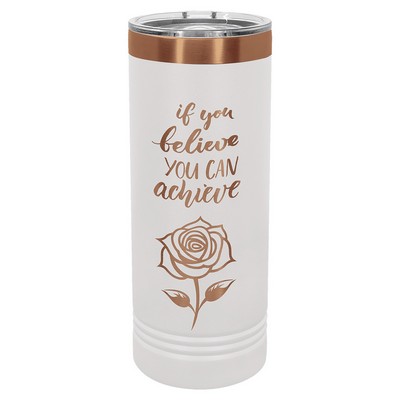 Polar Camel 22 oz. White/Rose Gold ION-Plated Skinny Tumbler
