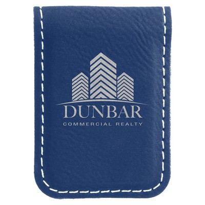1.75" x 2.5" Blue/Silver Leatherette Money Clip