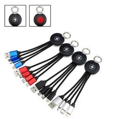 Free Shipping Customized 3 in 1 USB Cable with Led Lighting Logo