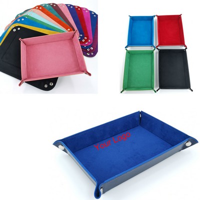 Foldable PU Leather Storage Tray Dice Tray