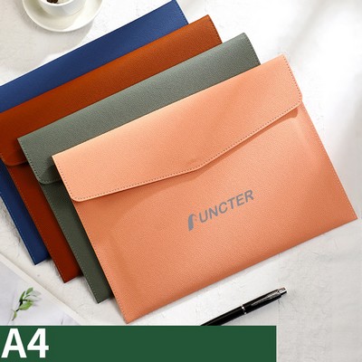 Premium PU Leather A4 Document Envelope With Flap & Metal Snap For Files, Books & Stationery