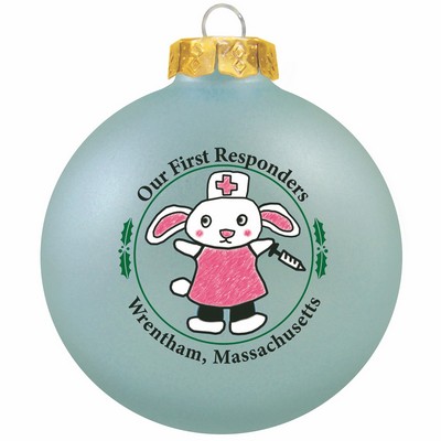Satin Blue Light Glass Ball Ornament 80 Mm