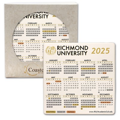 CoasterStone Square Absorbent Stone Coaster - Single (4 1/4"x4 1/4") - Calendar