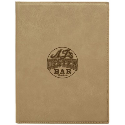 7" x 9" Light Brown Leatherette Small Portfolio with Notepad