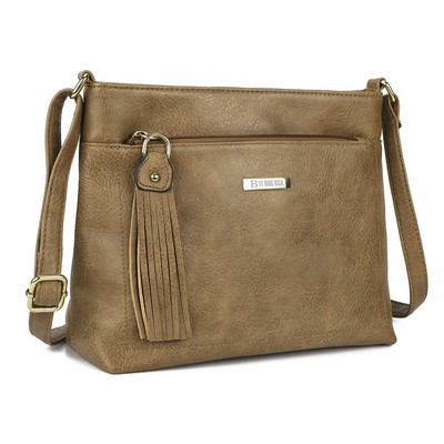 Brown PU Business Commuting Tassels Messenger Bag for Women