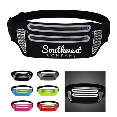 Double Pocket Fanny Pack with Reflective Stripe
