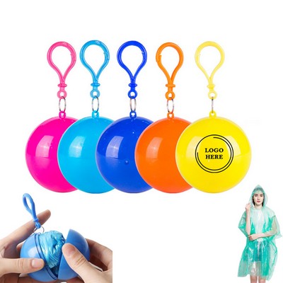 Portable Disposable Raincoat Ball Keychain