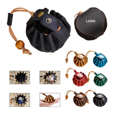 Cowhide Drawstring Coin Purse