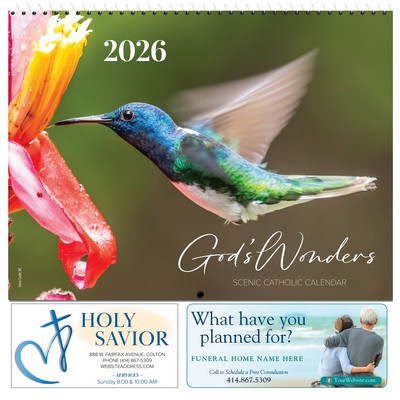 God's Wonders 2026 Catholic Spiral Bound Calendar (English)