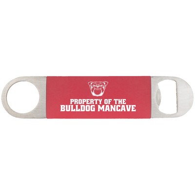 1.5" x 7" Red/White Bottle Opener with Silicone Grip