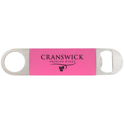 1.5" x 7" Pink/Black Bottle Opener with Silicone Grip
