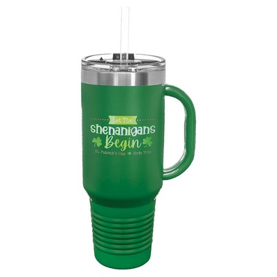 Polar Camel 40 oz. Green Travel Mug w/Handle, Straw Included