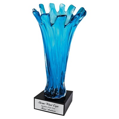 12.5" Blue Cup Art Glass