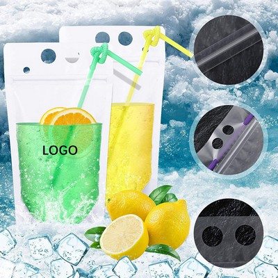 Reclosable Juice Pouch Bag W/ Straw