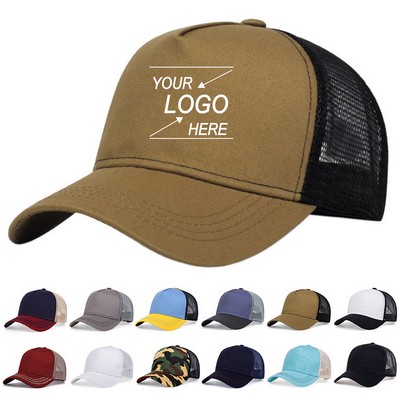 5-Panel Mesh Back Trucker Flat Brim Hat(Free Shipping)