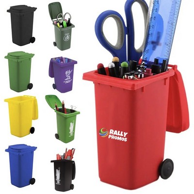 Mini Trash Bin Desktop Pencil Holder with Lid