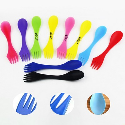 Dual-Headed All-in-One Knife Fork Spoon, 3-in-1 Salad Spoon, Fruit Fork Spoon, Portable Outdoor Spoo