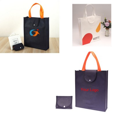 Foldable Non-Woven Tote Bag with Snap Button