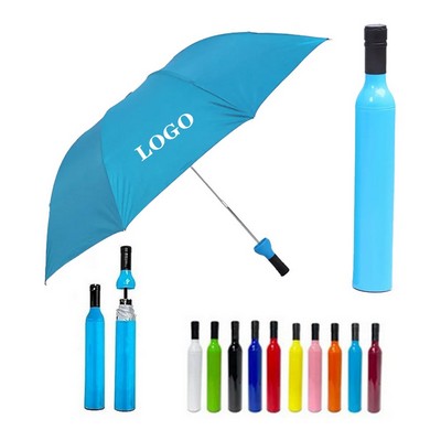 Stylish Wine Bottle Collapsible Umbrella