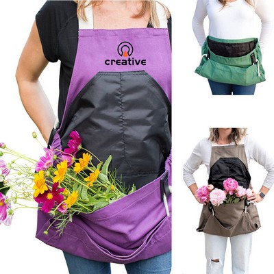 Adjustable Cotton Canvas Gardening Apron w/ Pockets