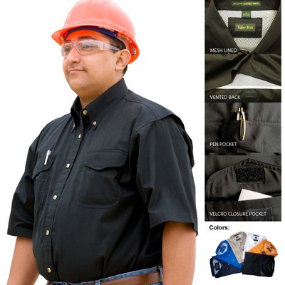 Men's Vented-Back Mesh Short Sleeve Twill Shirt