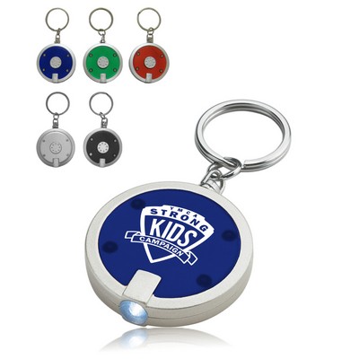 Union Pritned - Round LED Flashlight Key Chain - 1 Color Print