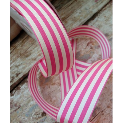 Hot Pink Striped Polyester Blend Ribbon