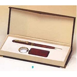 Rosewood-Finish Pen & Key Ring Set