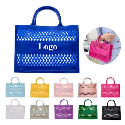 Candy Color Hollowed Out PVC Beach Bag