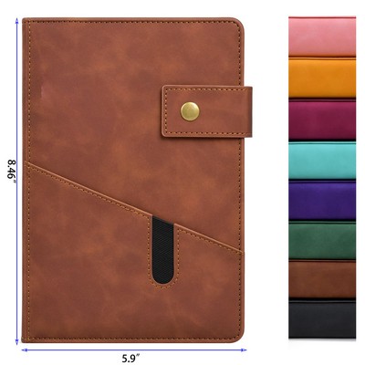 Leather Cover Lined Page Business Office Meeting Notebook