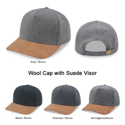 5 Panel Melton Wool Suede Cap