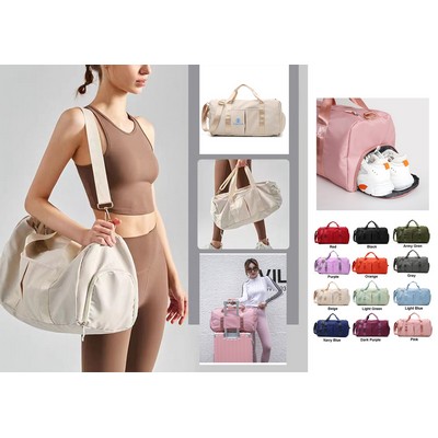 Travel Duffel Bag Sport Gym Bag Nylon Tote Bag Swimming Bag with Shoe Pouch&Wet Pocket