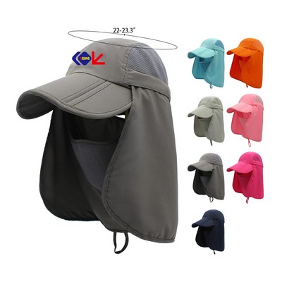 UPF 50+ Cap with Removable Face Mask Neck Flap Hat