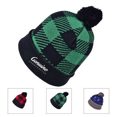 Plaid Knit Beanie